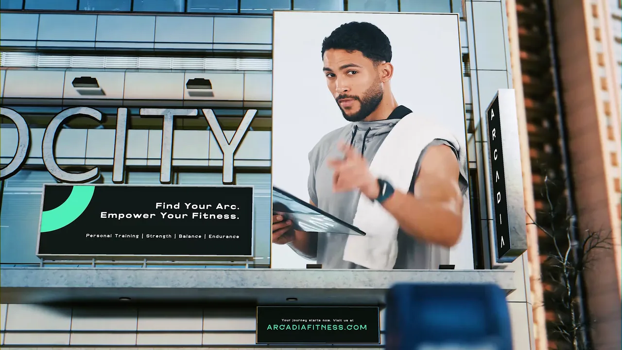 Arcadia Fitness billboard film