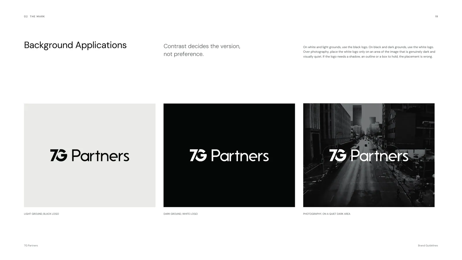 7G Partners brand style guide, page 19