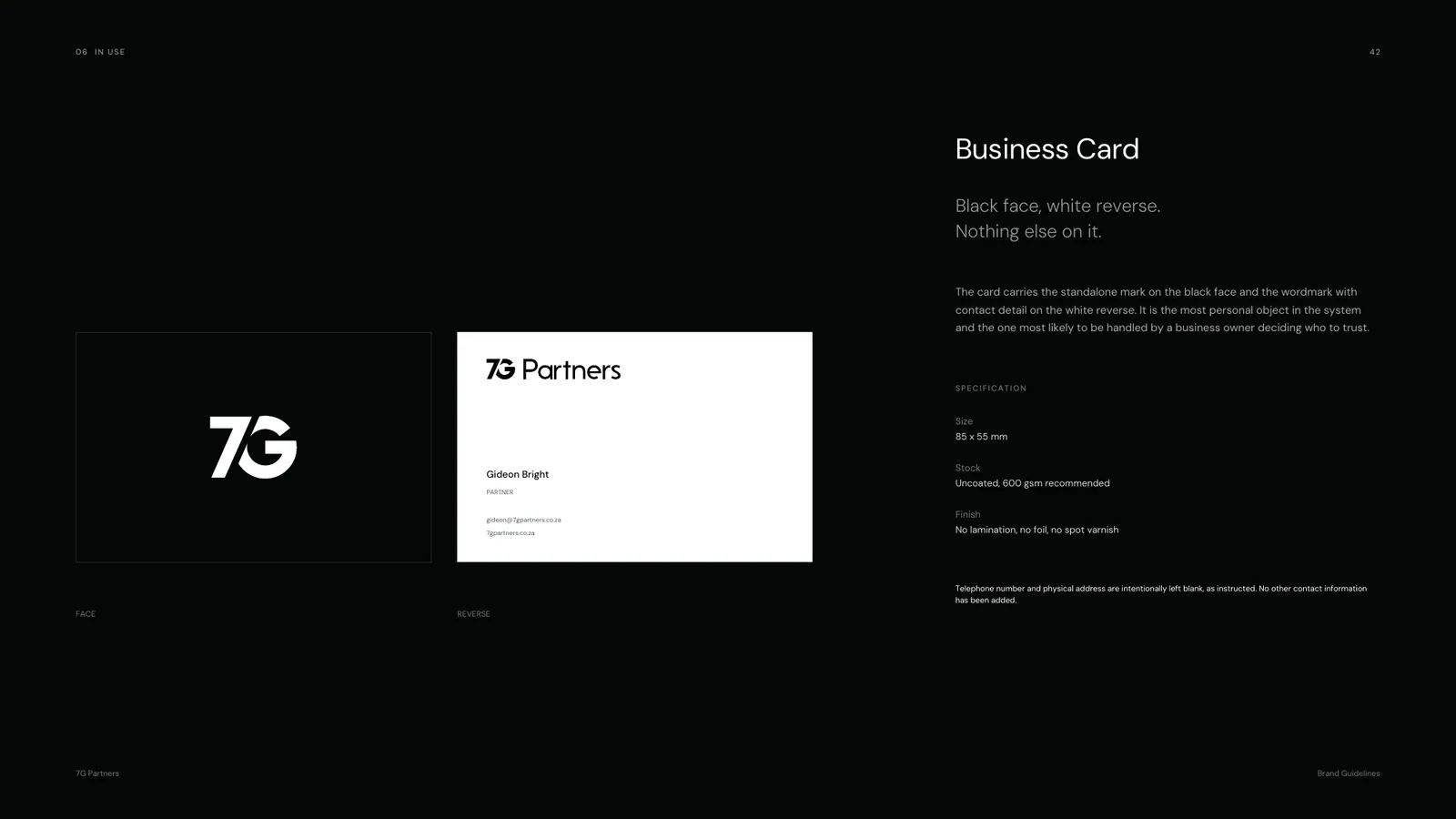 7G Partners brand style guide, page 42