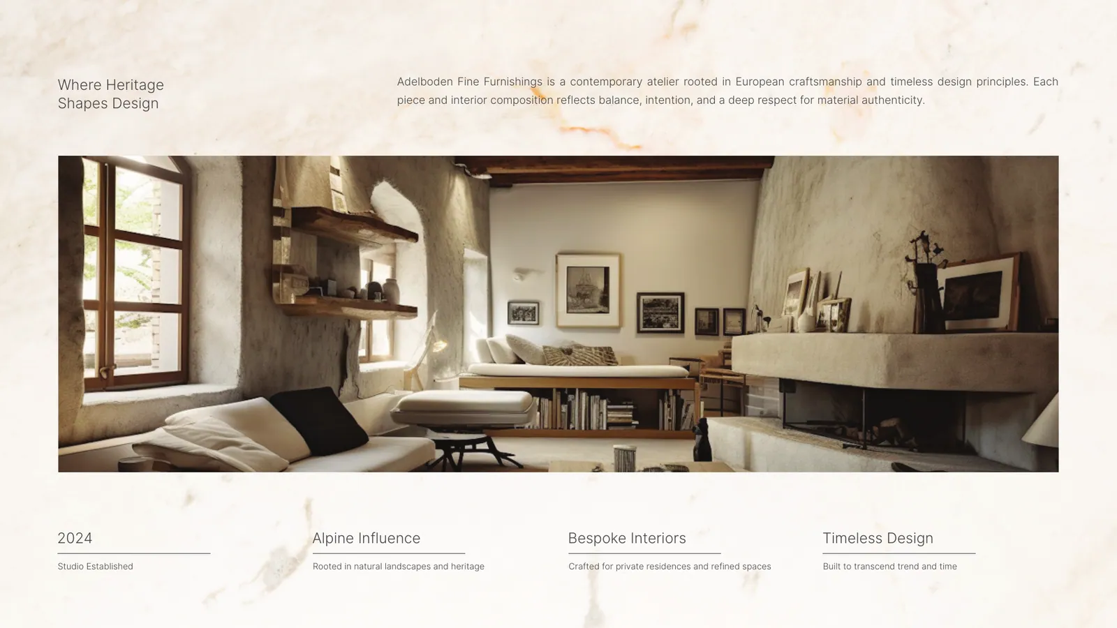 Adelboden Fine Furnishings pitch deck, page 3