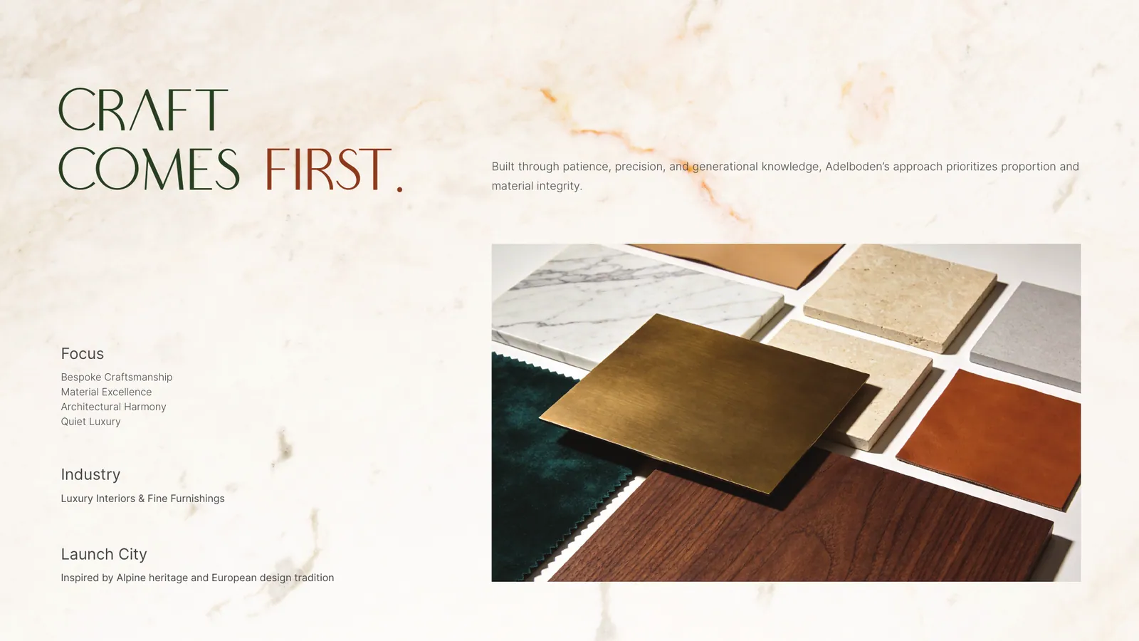 Adelboden Fine Furnishings pitch deck, page 6