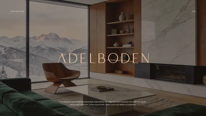 Adelboden Fine Furnishings brand style guide cover