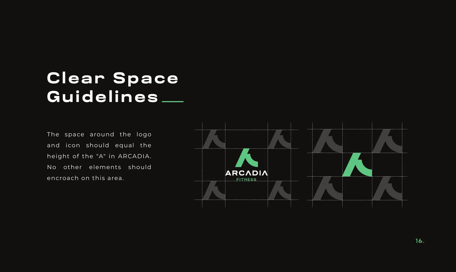 Arcadia Fitness brand identity, page 17