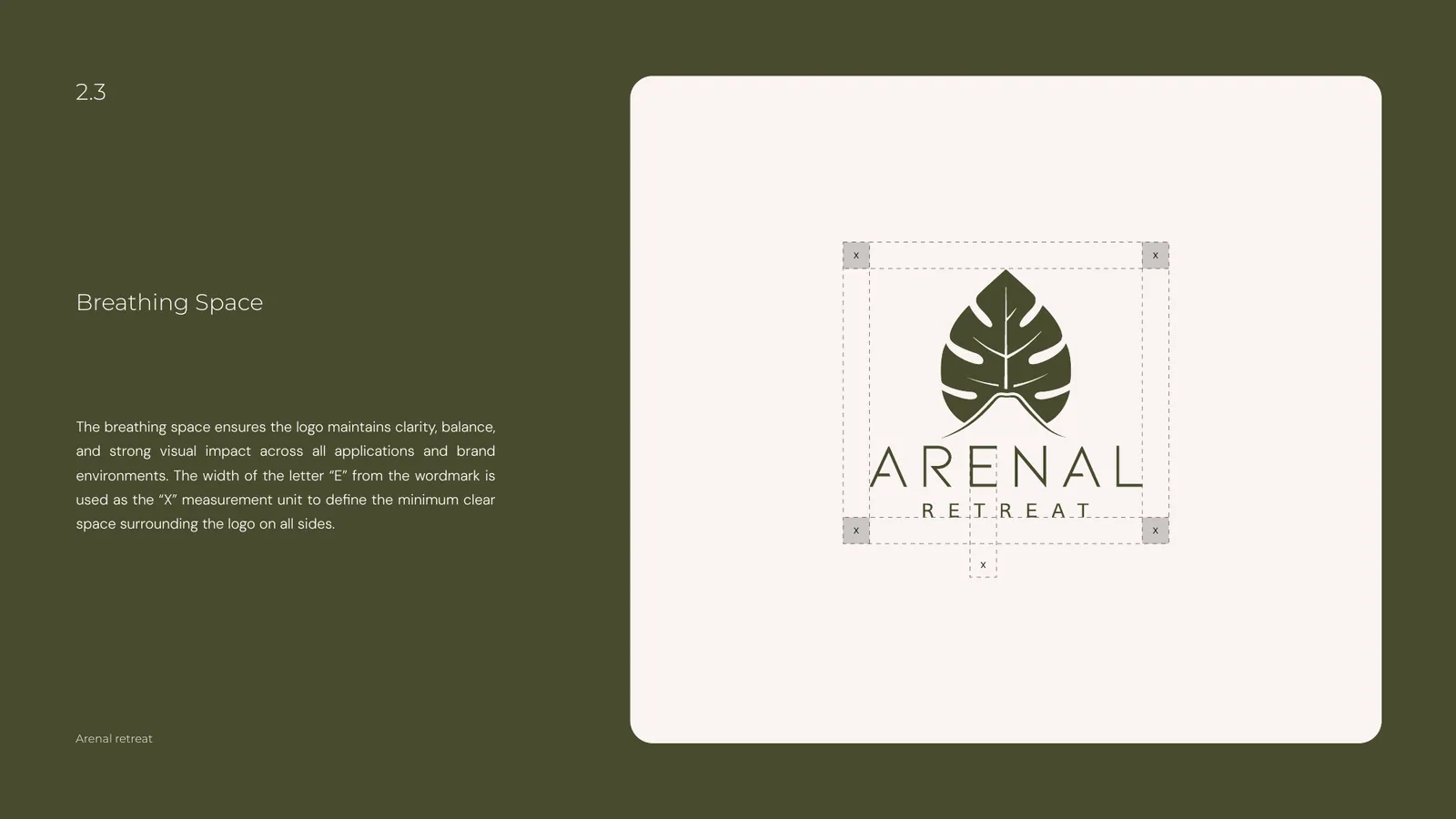 Arenal Retreat brand style guide, page 11