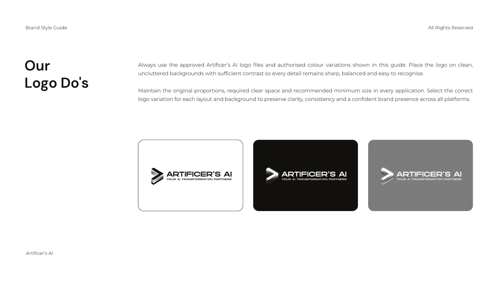 Artificer's AI brand style guide, page 15