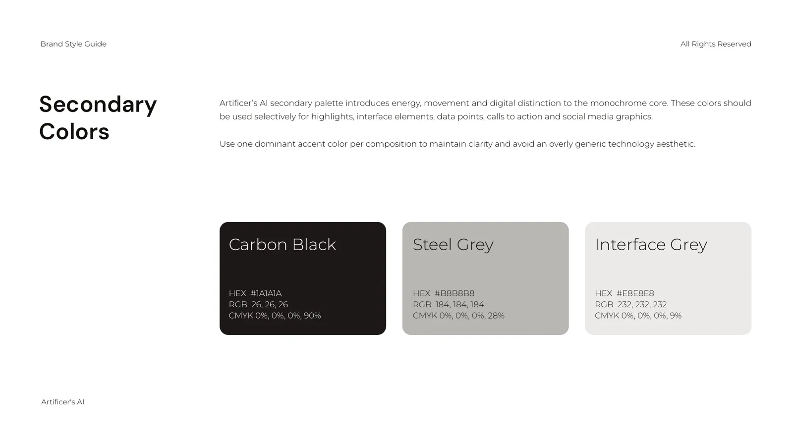 Artificer's AI brand style guide, page 26
