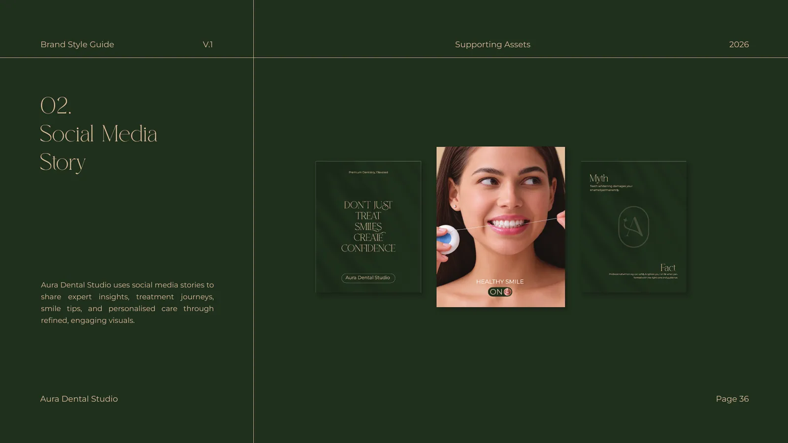 Aura Dental Studio brand style guide, page 36