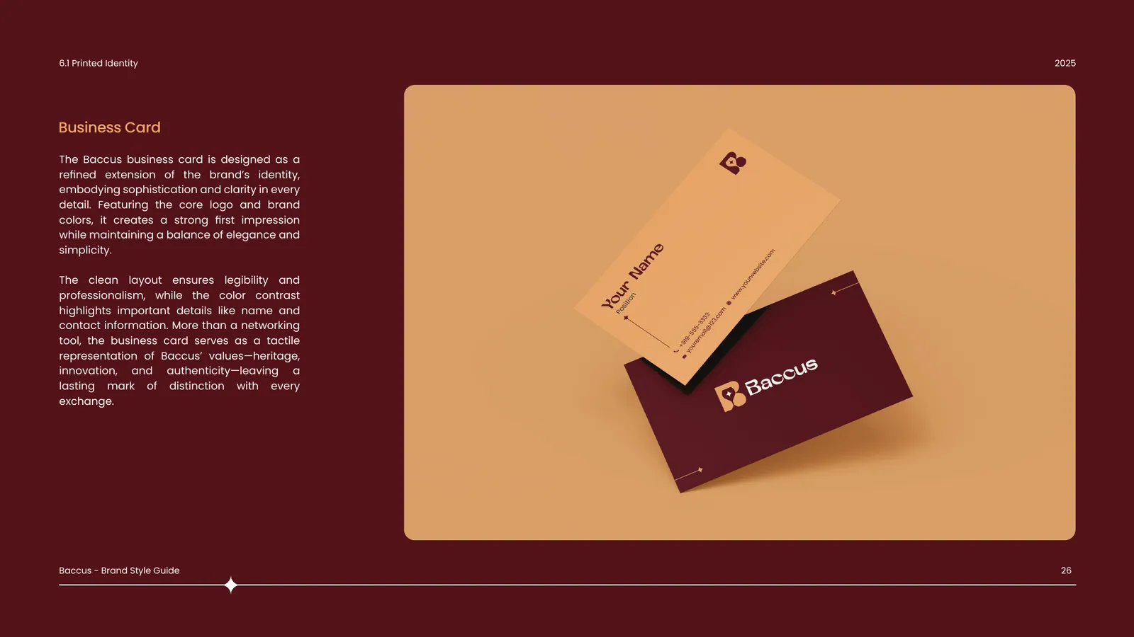 Baccus brand style guide, page 26