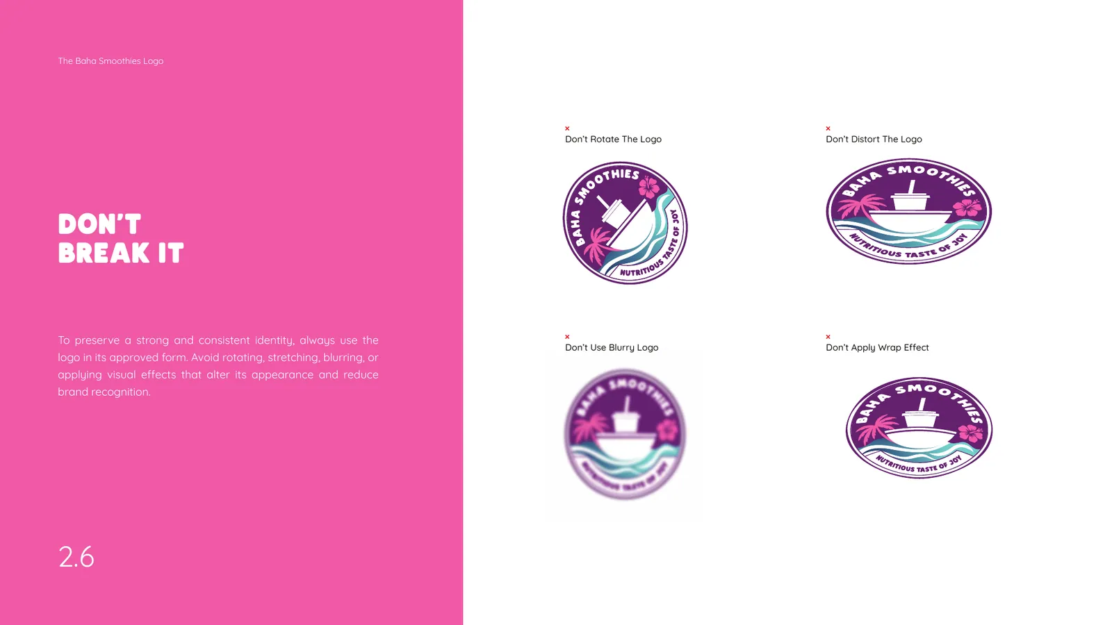 Baha Smoothies brand style guide, page 16