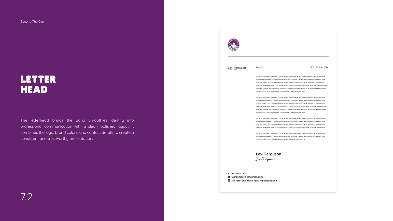 Baha Smoothies brand style guide, page 38
