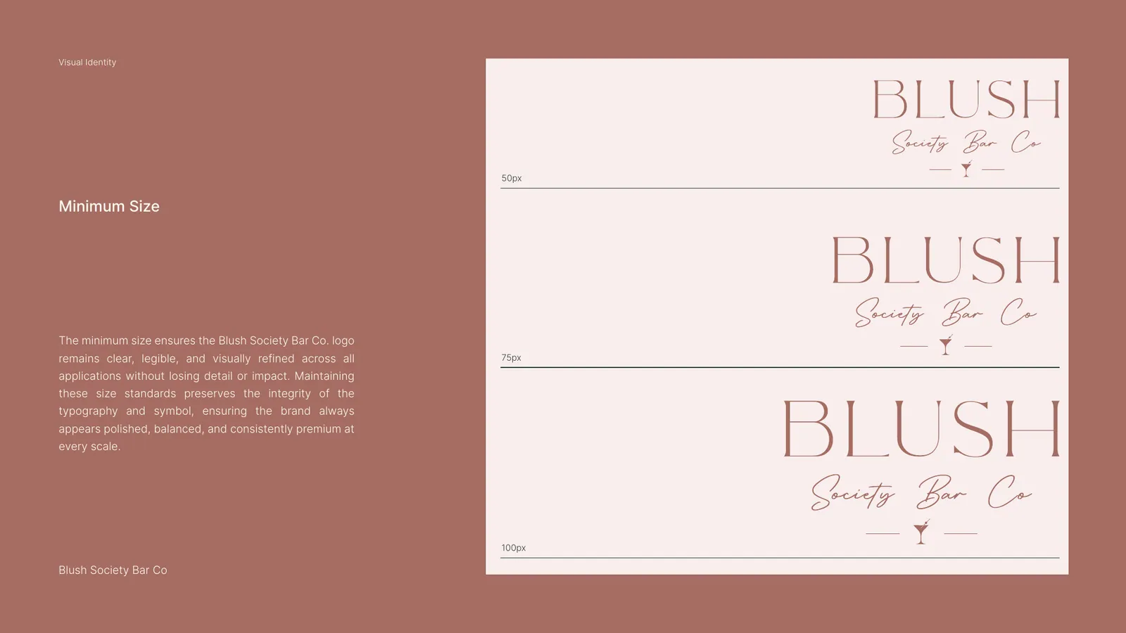 Blush Society Bar brand style guide, page 10