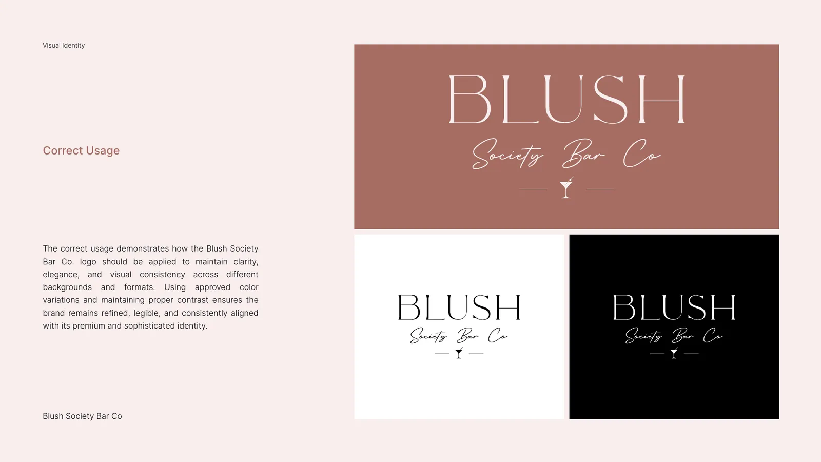 Blush Society Bar brand style guide, page 11