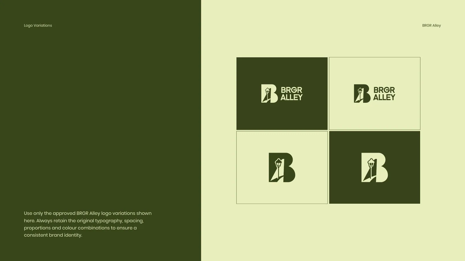 BRGR Alley Café brand style guide, page 14