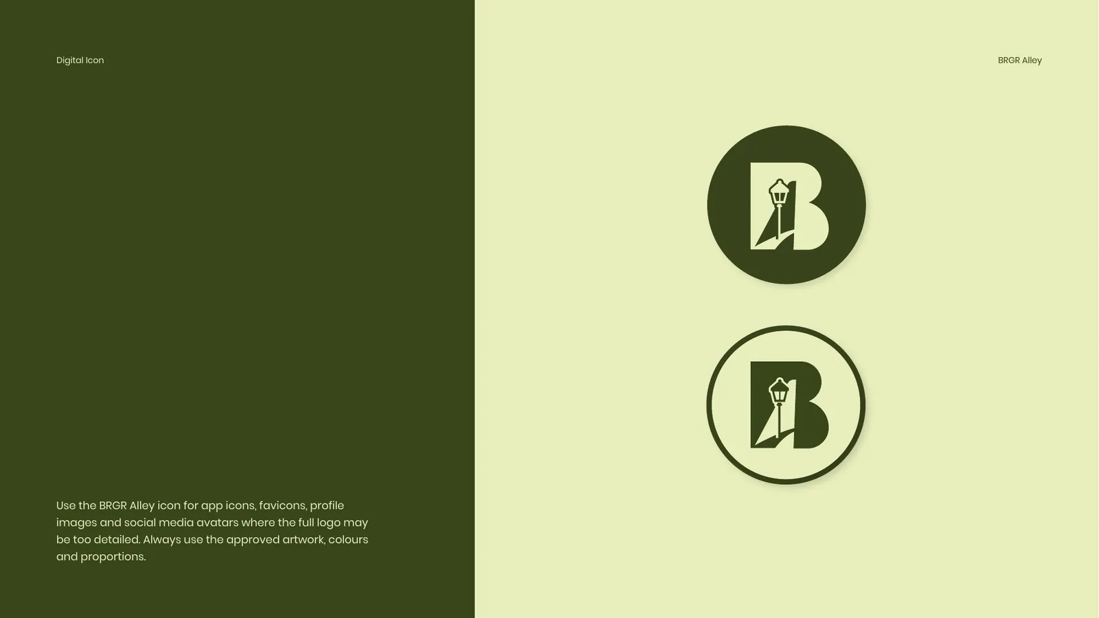 BRGR Alley Café brand style guide, page 17