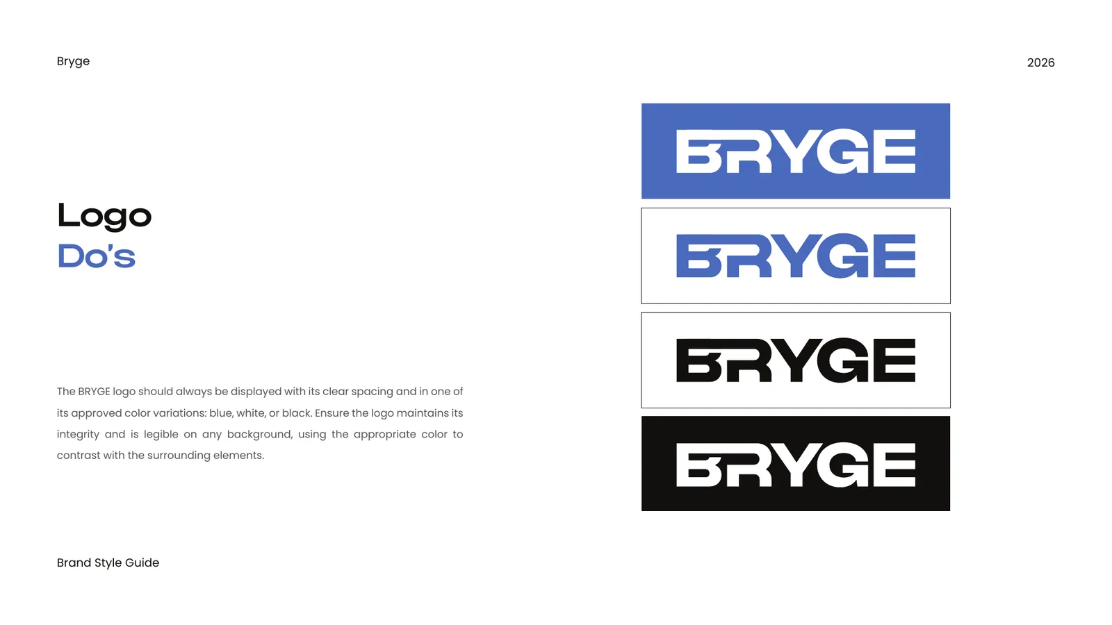 BRYGE brand style guide, page 13