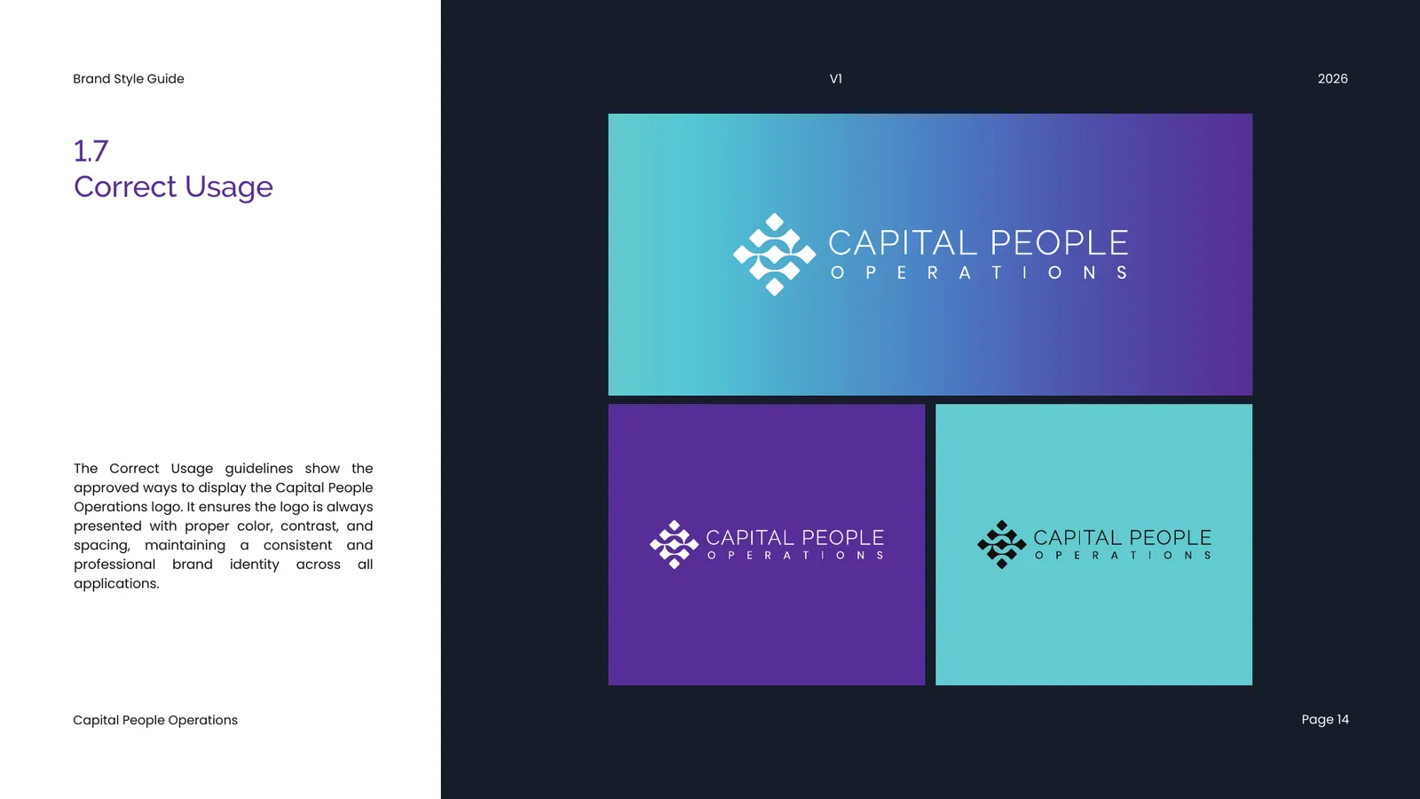 Capital People Operations brand style guide, page 14