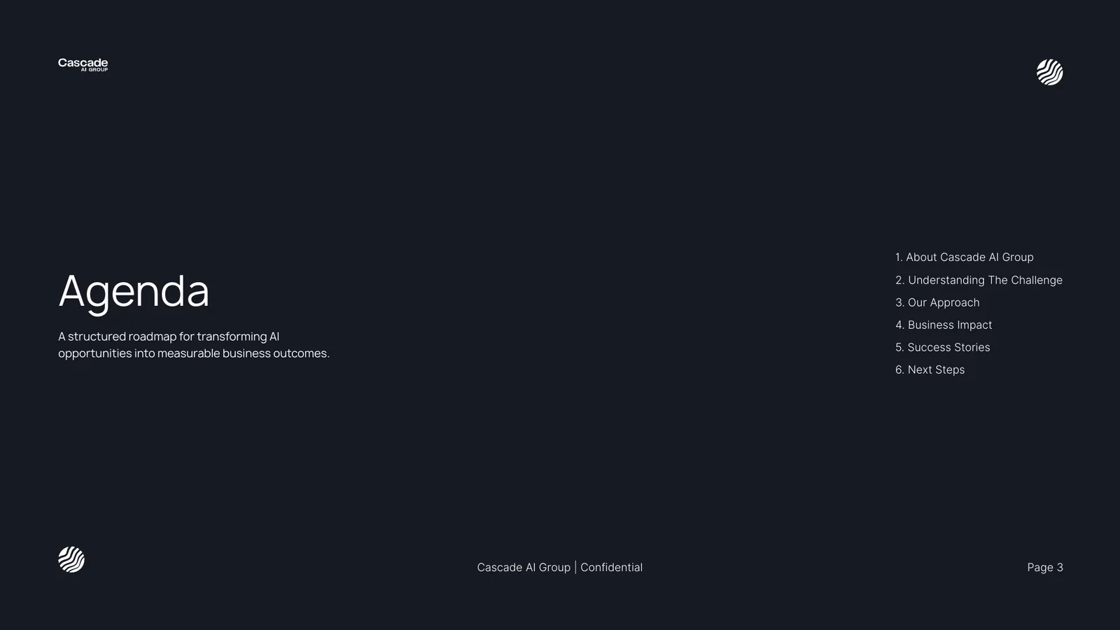 Cascade AI Group pitch deck, page 3