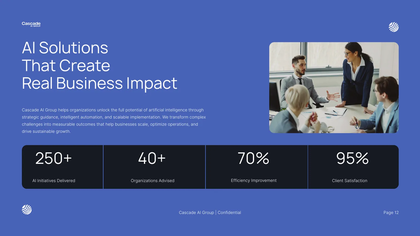 Cascade AI Group pitch deck, page 12