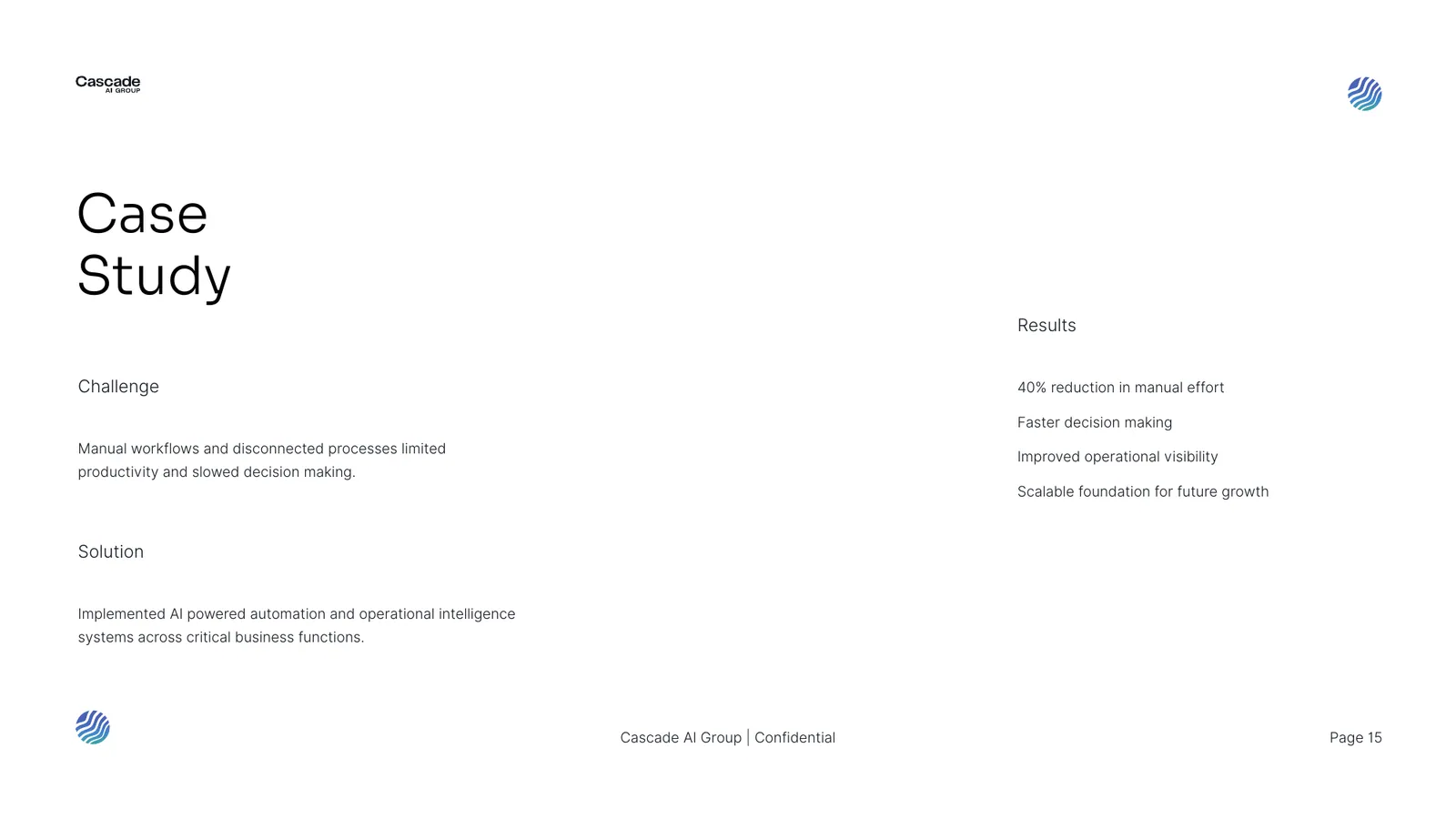Cascade AI Group pitch deck, page 15