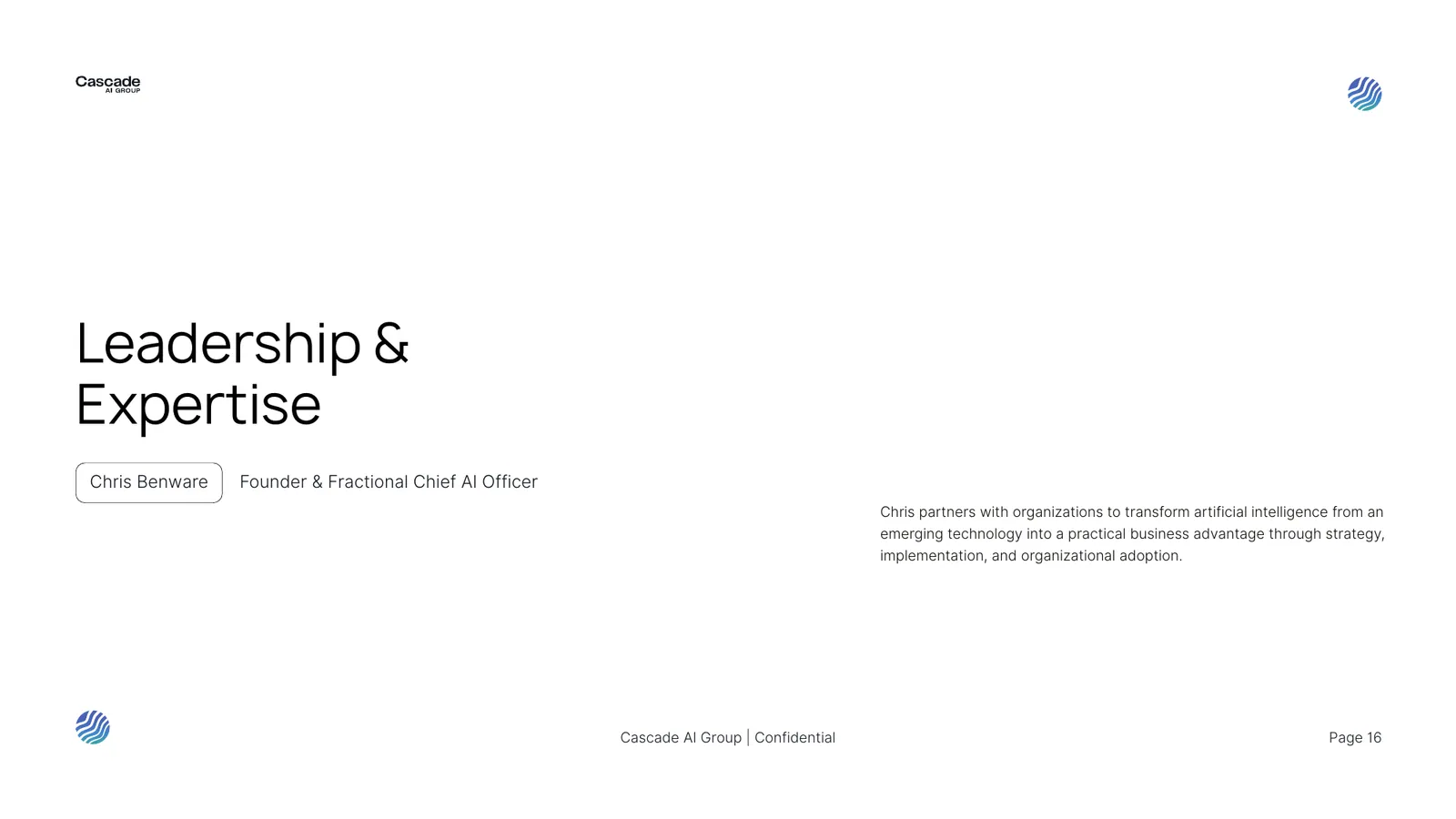 Cascade AI Group pitch deck, page 16