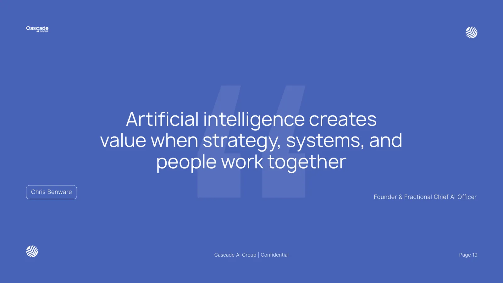 Cascade AI Group pitch deck, page 19