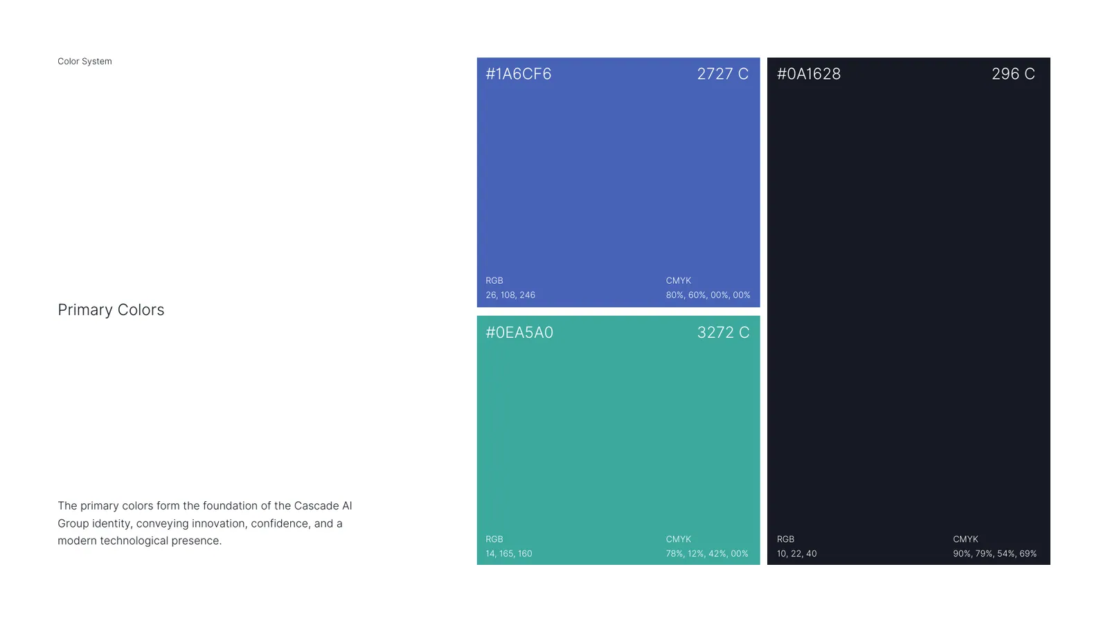 Cascade AI Group brand style guide, page 25