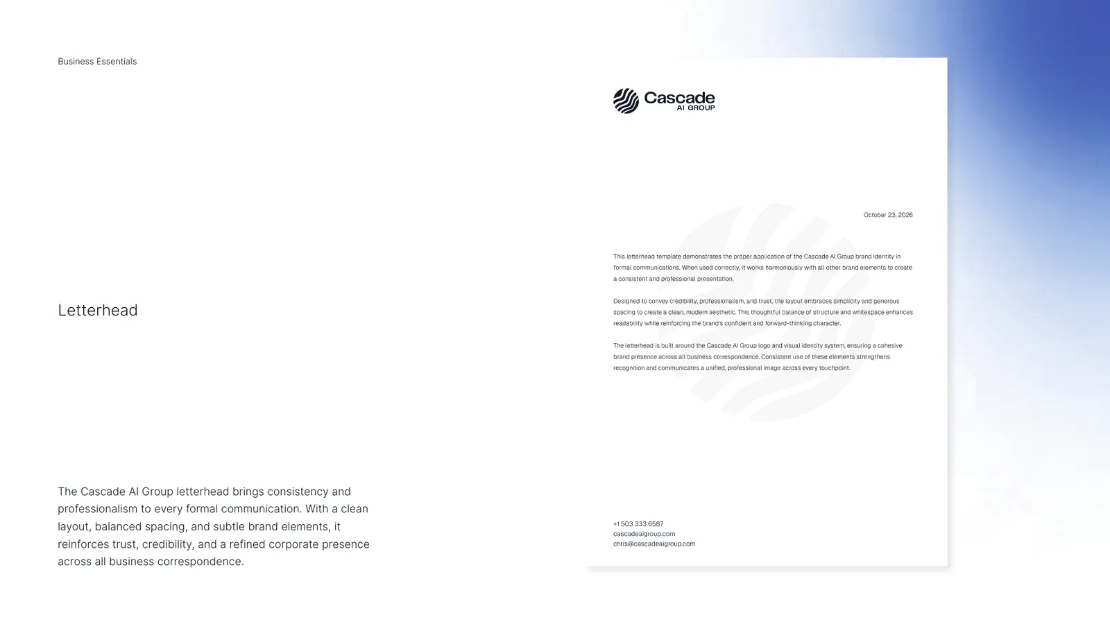 Cascade AI Group brand style guide, page 46