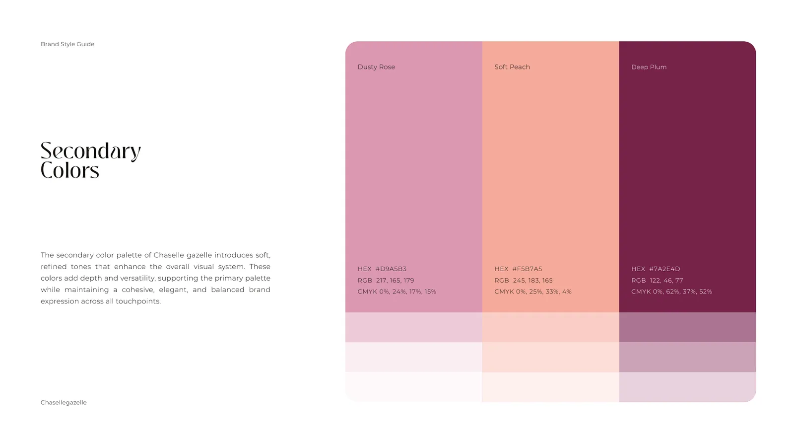 Chaselle Gazelle brand style guide, page 22