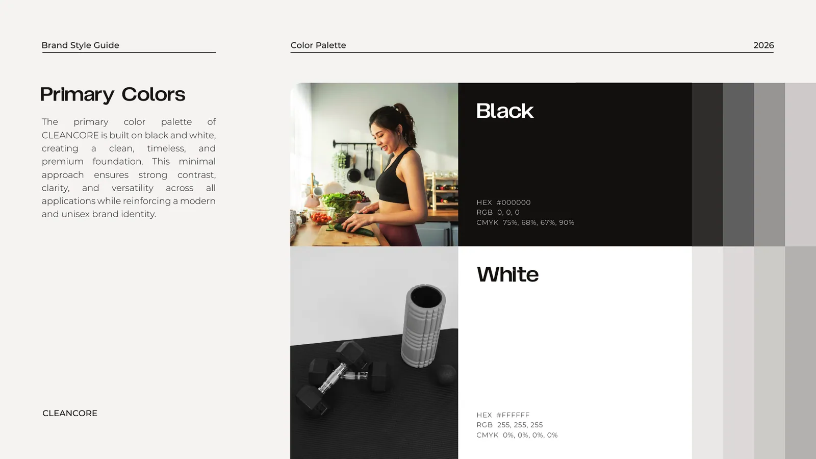 CLEANCORE brand style guide, page 24