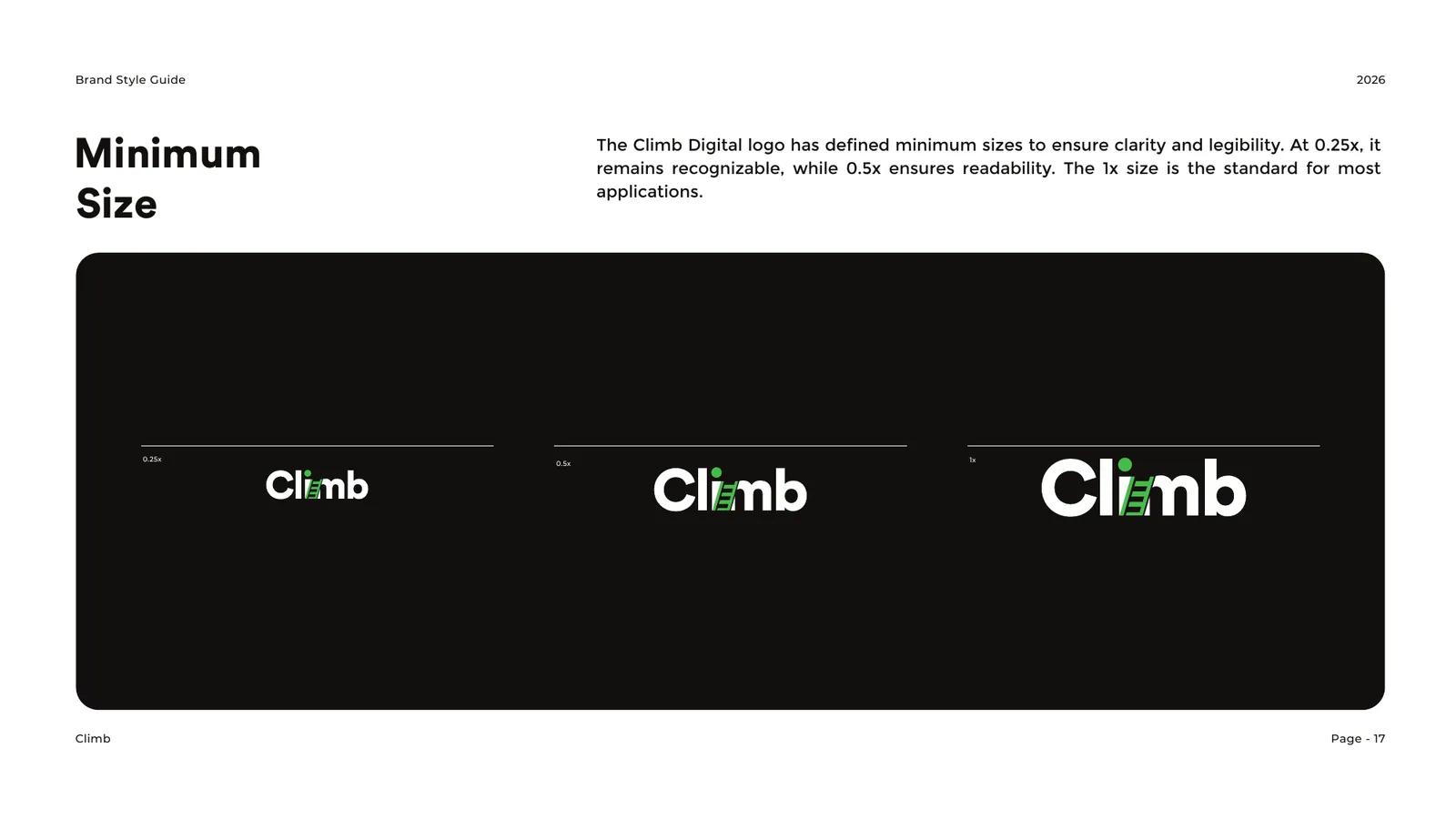 Climb brand style guide, page 17