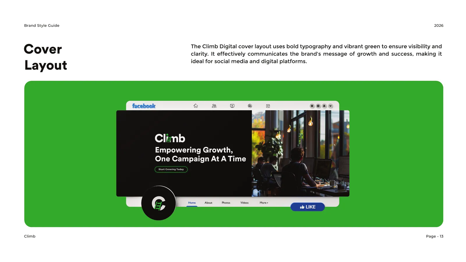 Climb brand style guide, page 35