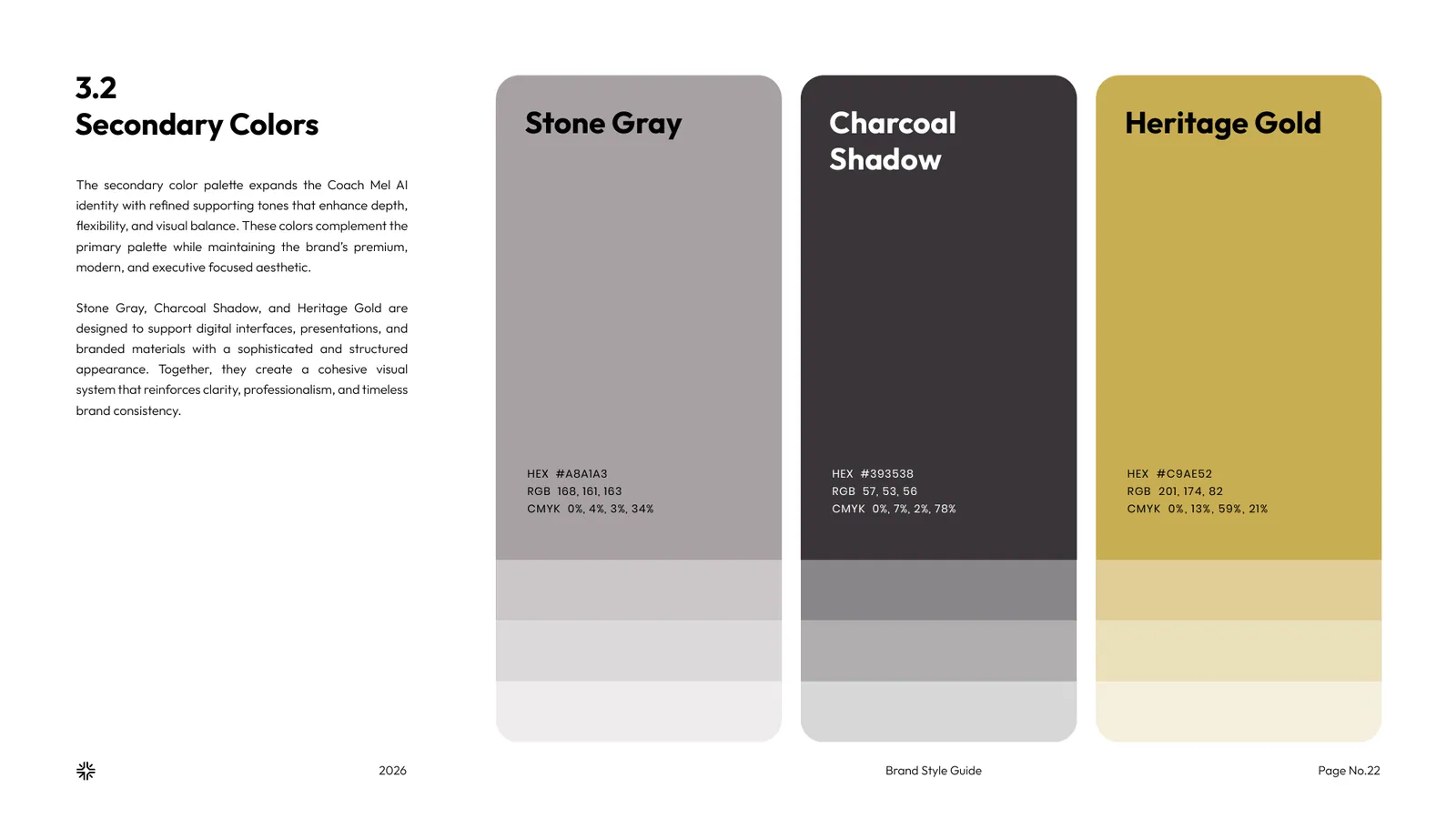 Coach Mel AI brand style guide, page 22
