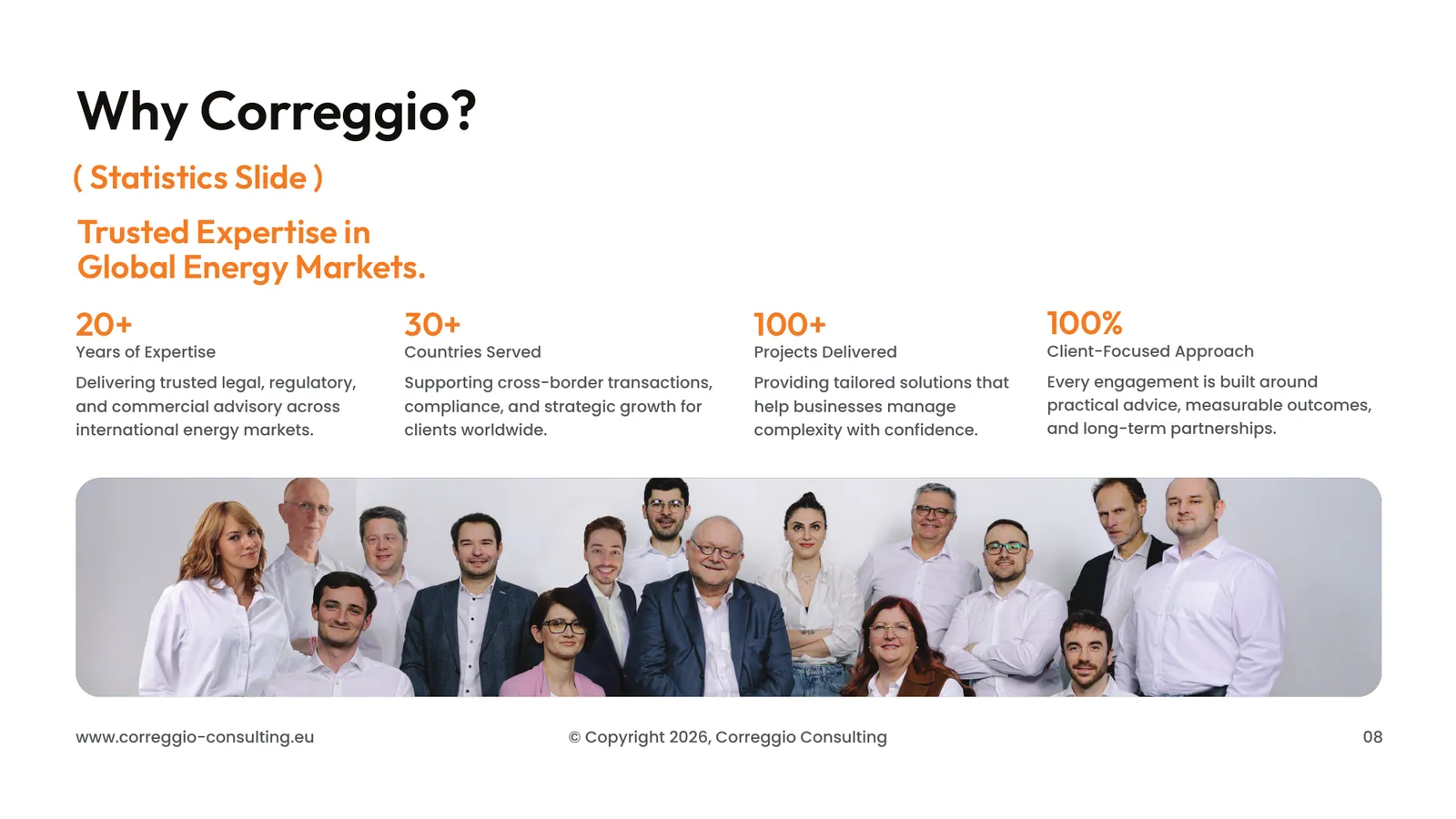 Correggio Consulting pitch deck, page 8