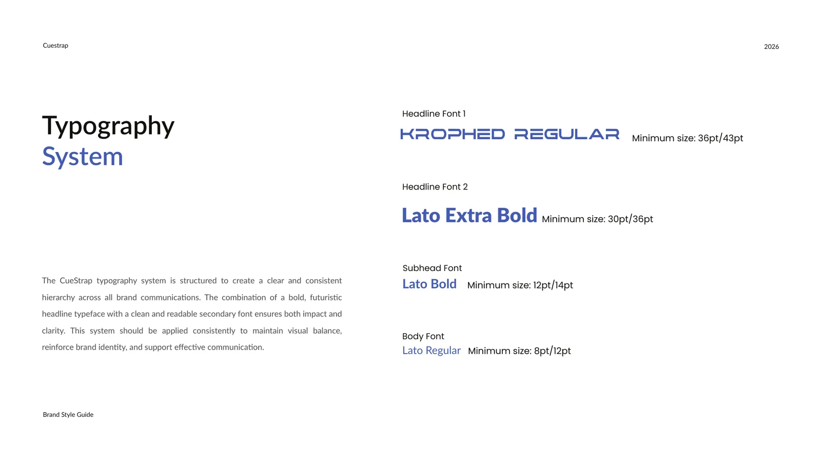 CueStrap brand style guide, page 8