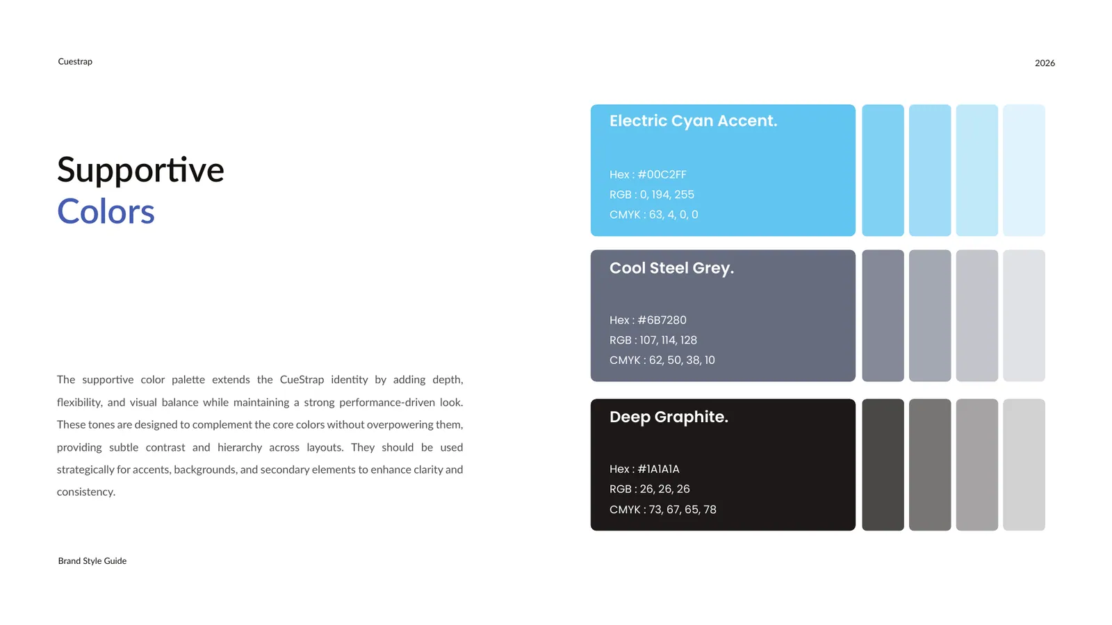 CueStrap brand style guide, page 11