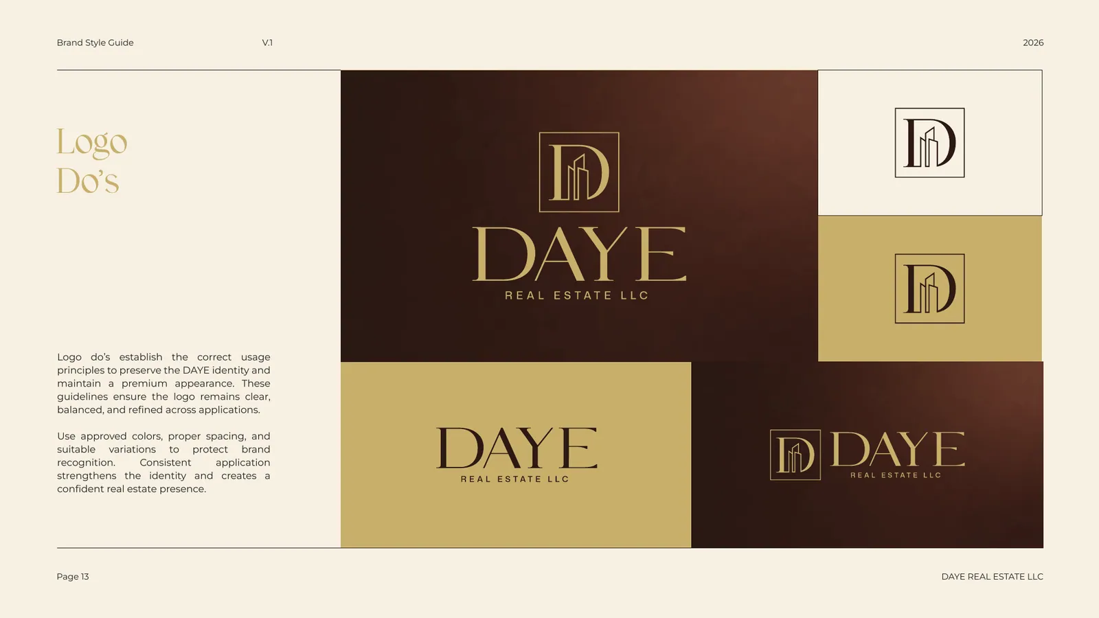 DAYE REAL ESTATE LLC brand style guide, page 13
