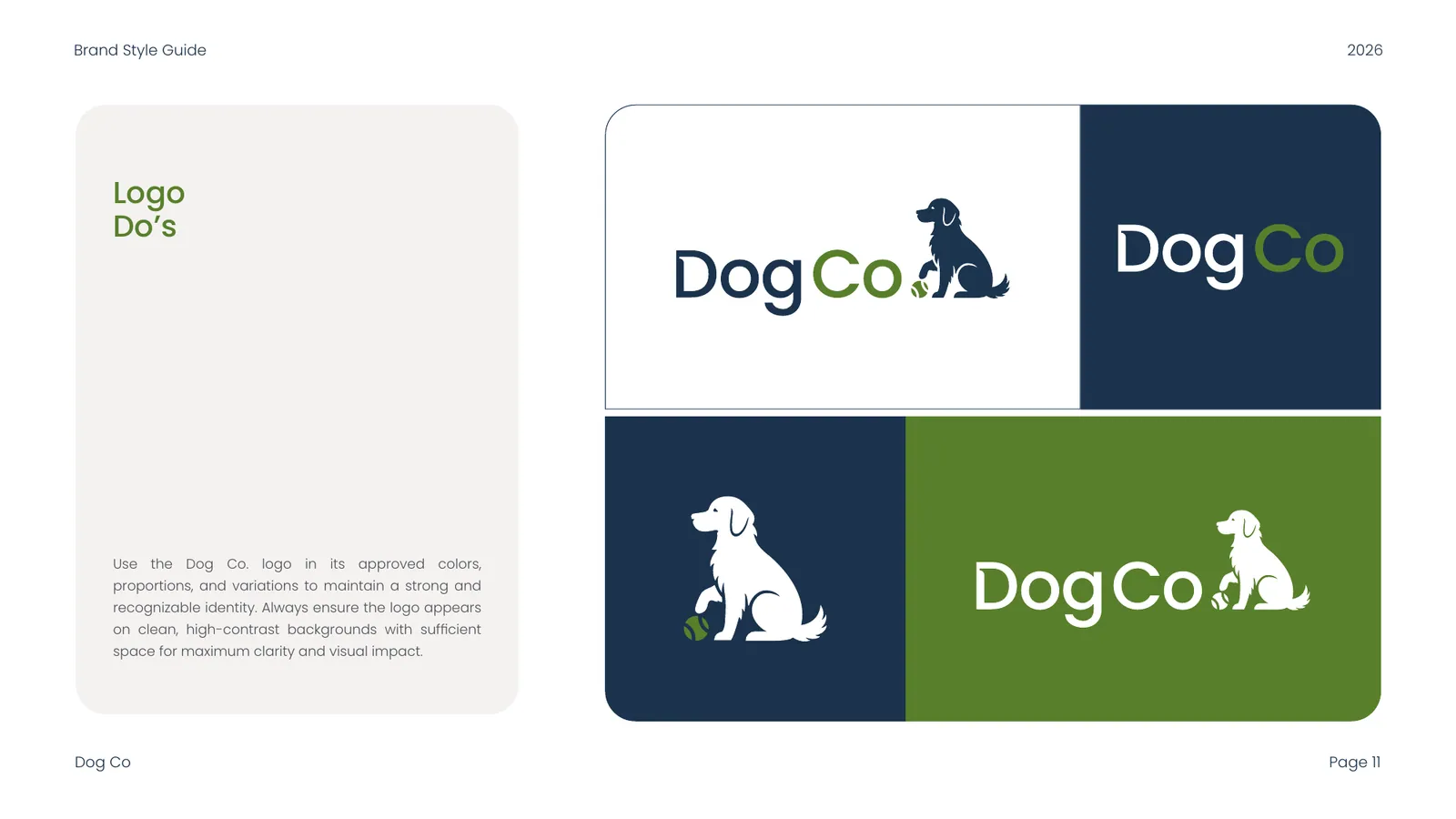 Dog Co brand style guide, page 11