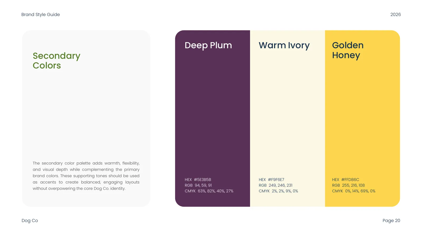 Dog Co brand style guide, page 20