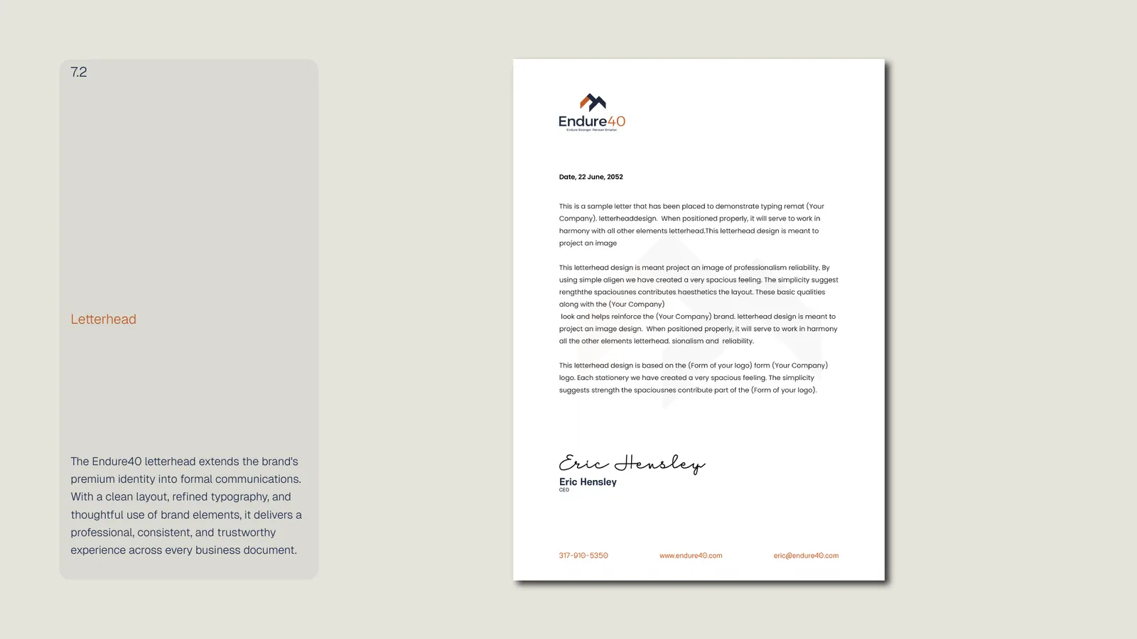 Endure40 brand style guide, page 34
