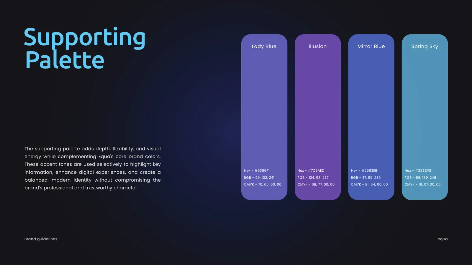 equa brand style guide, page 22