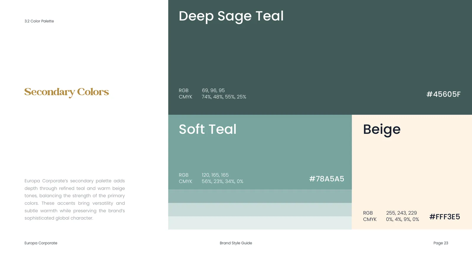 Europa Corporate brand style guide, page 23