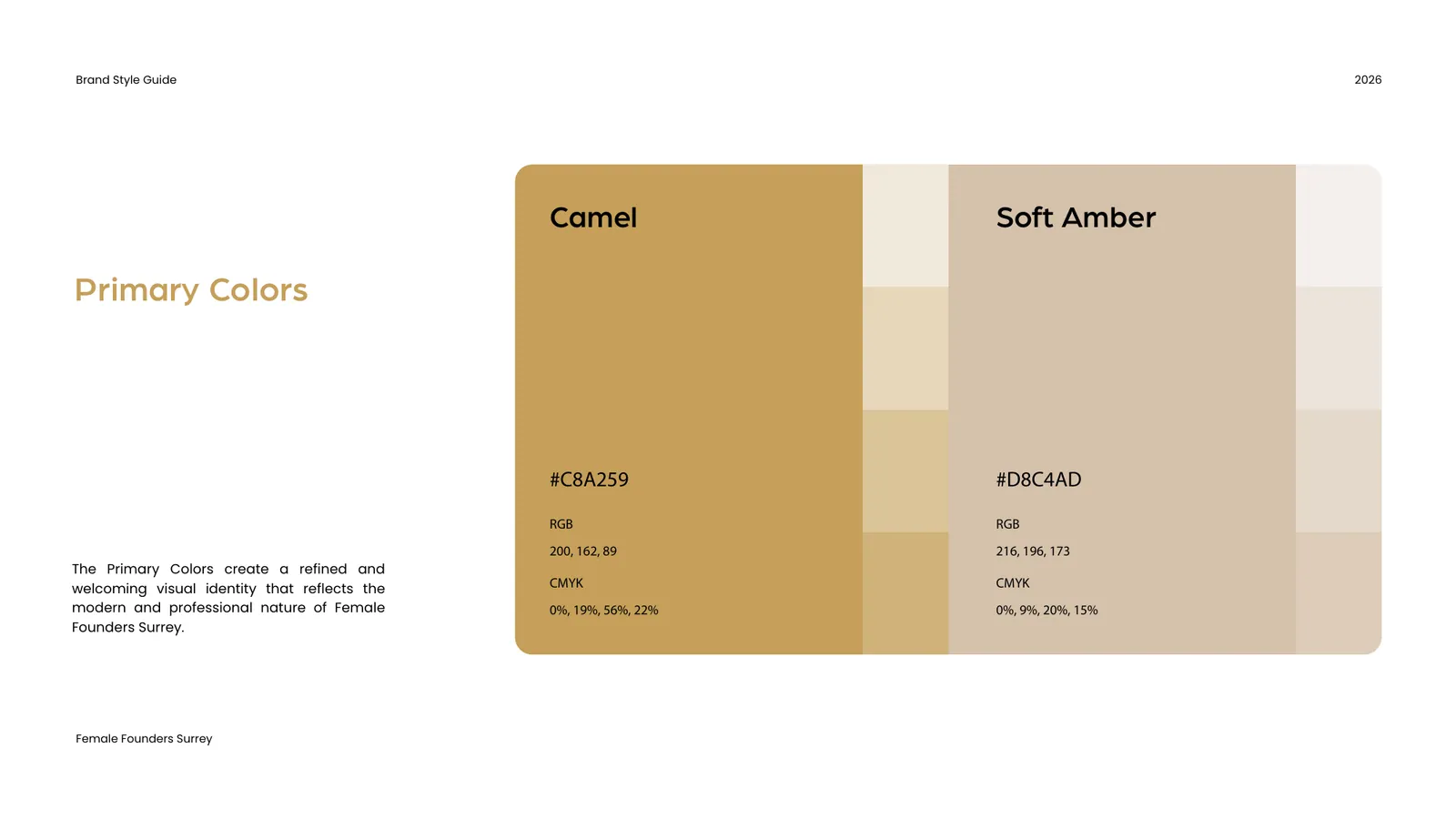 Female Founders Surrey brand style guide, page 23