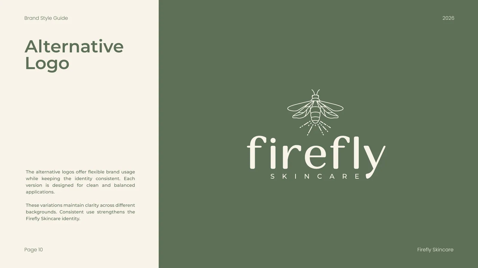 Firefly Skincare brand style guide, page 10