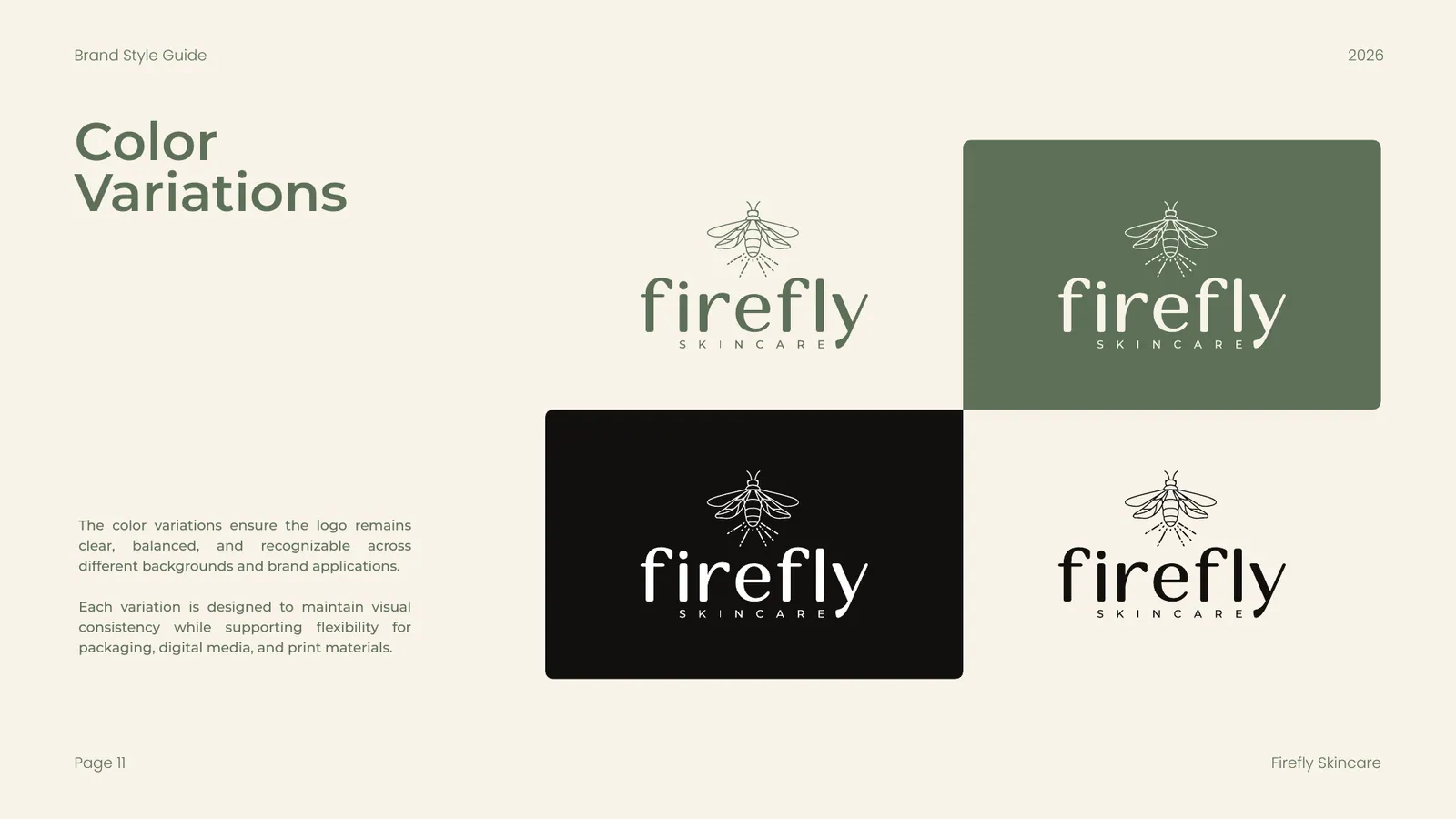 Firefly Skincare brand style guide, page 11