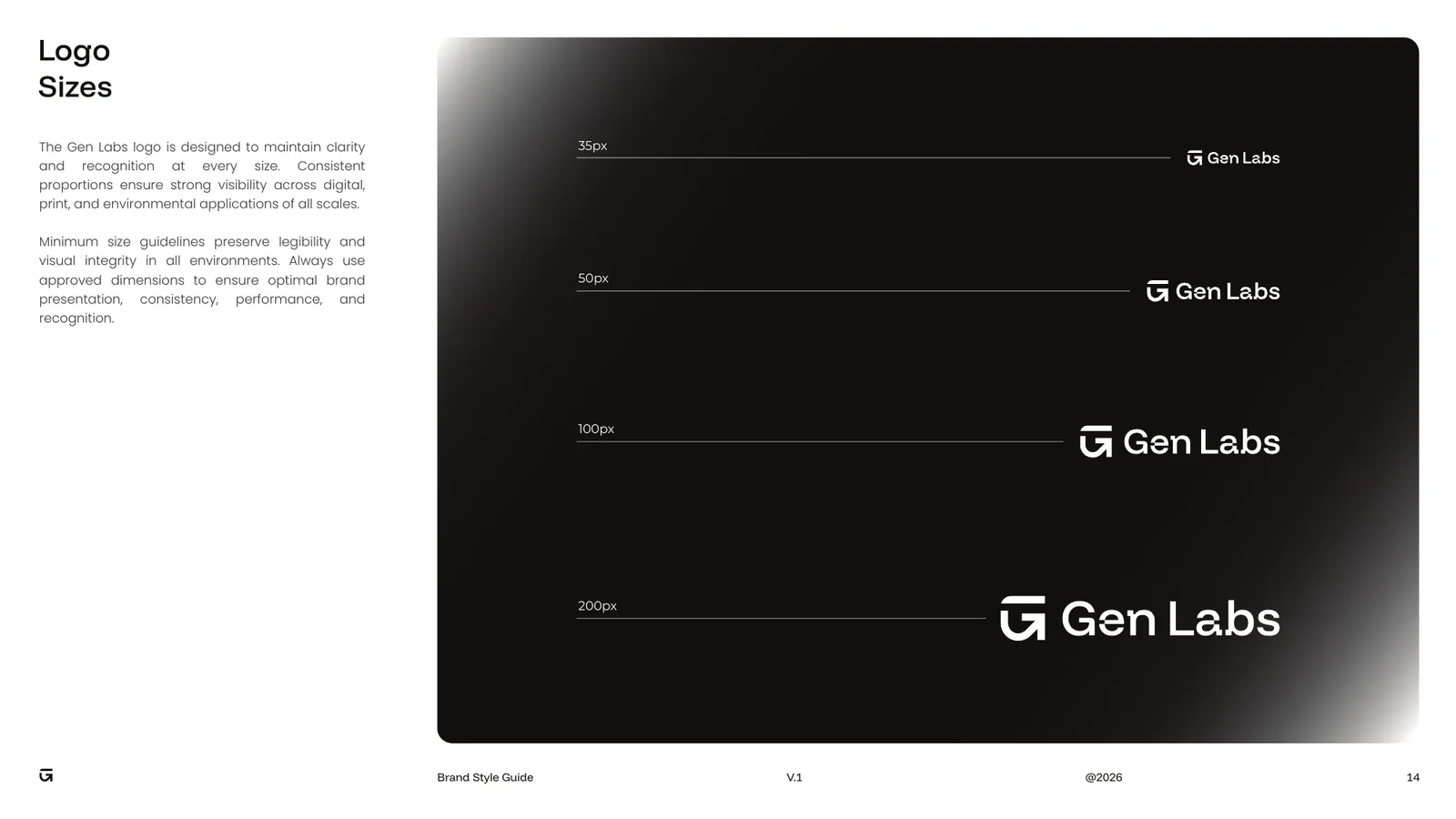 Gen Labs brand style guide, page 14