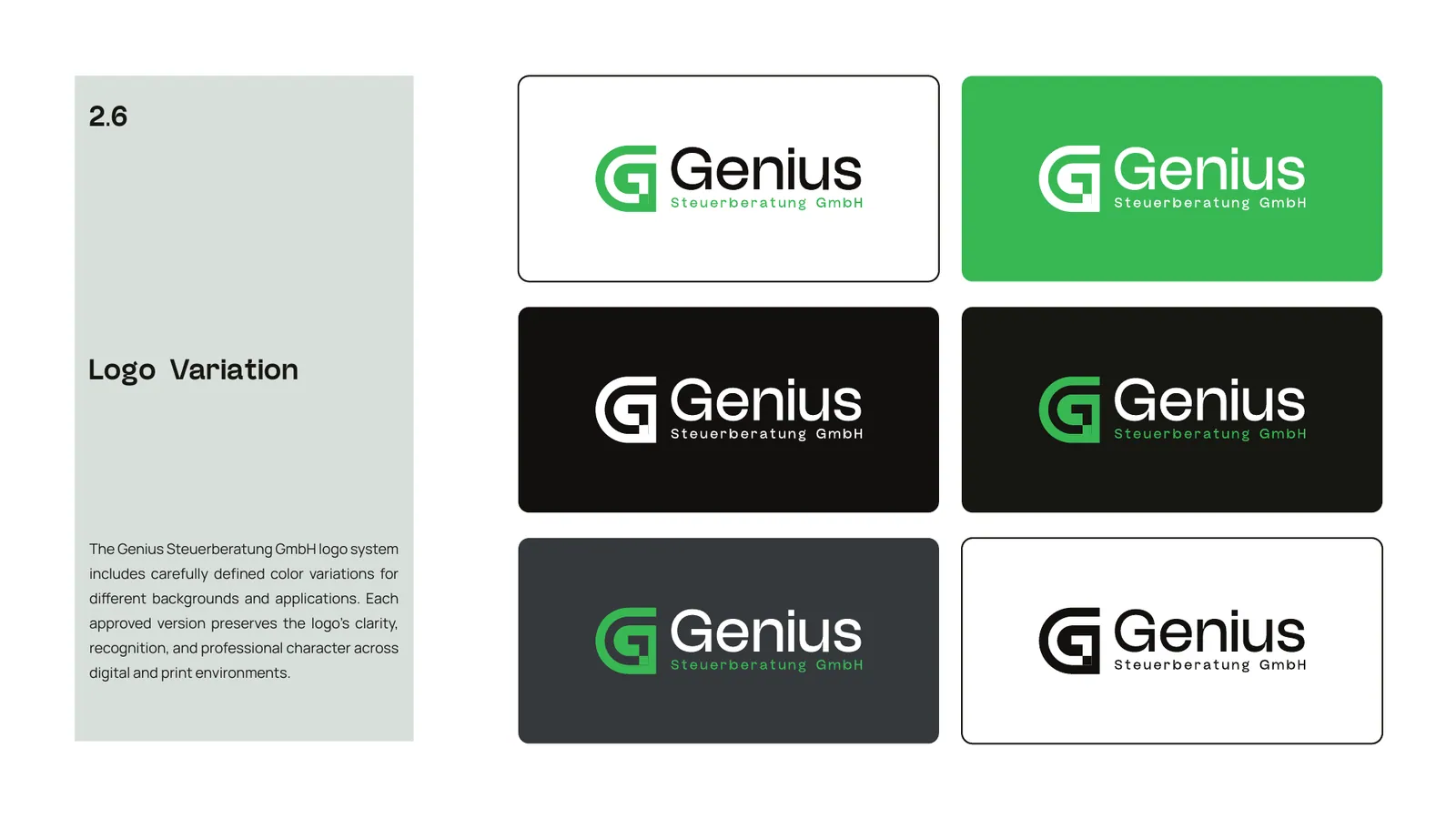 Genius Steuerberatung brand style guide, page 16
