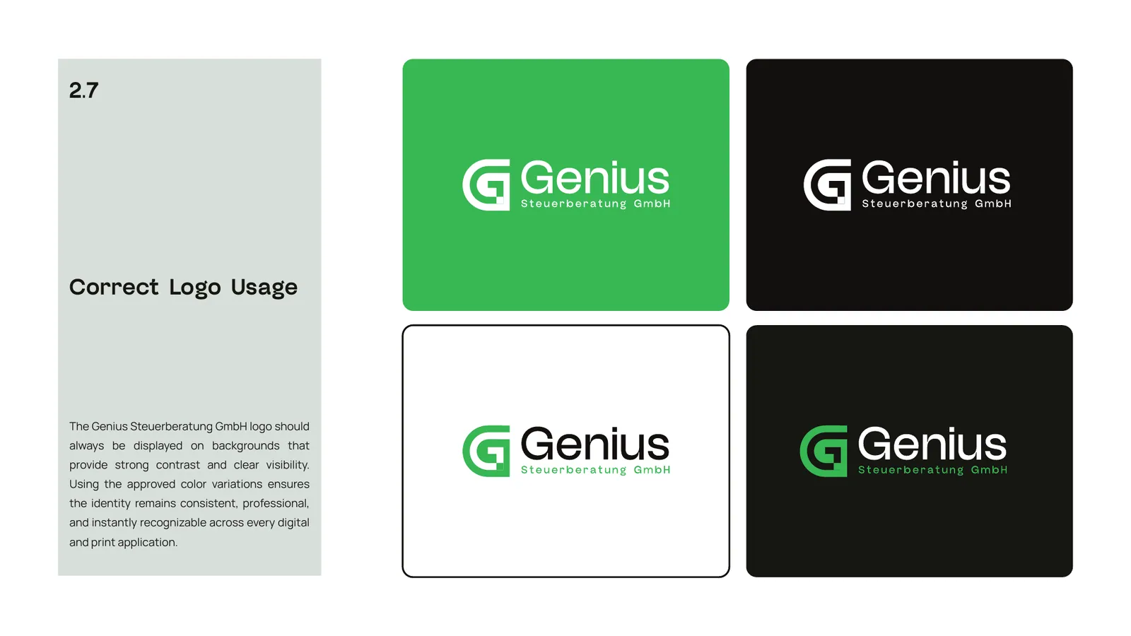 Genius Steuerberatung brand style guide, page 17