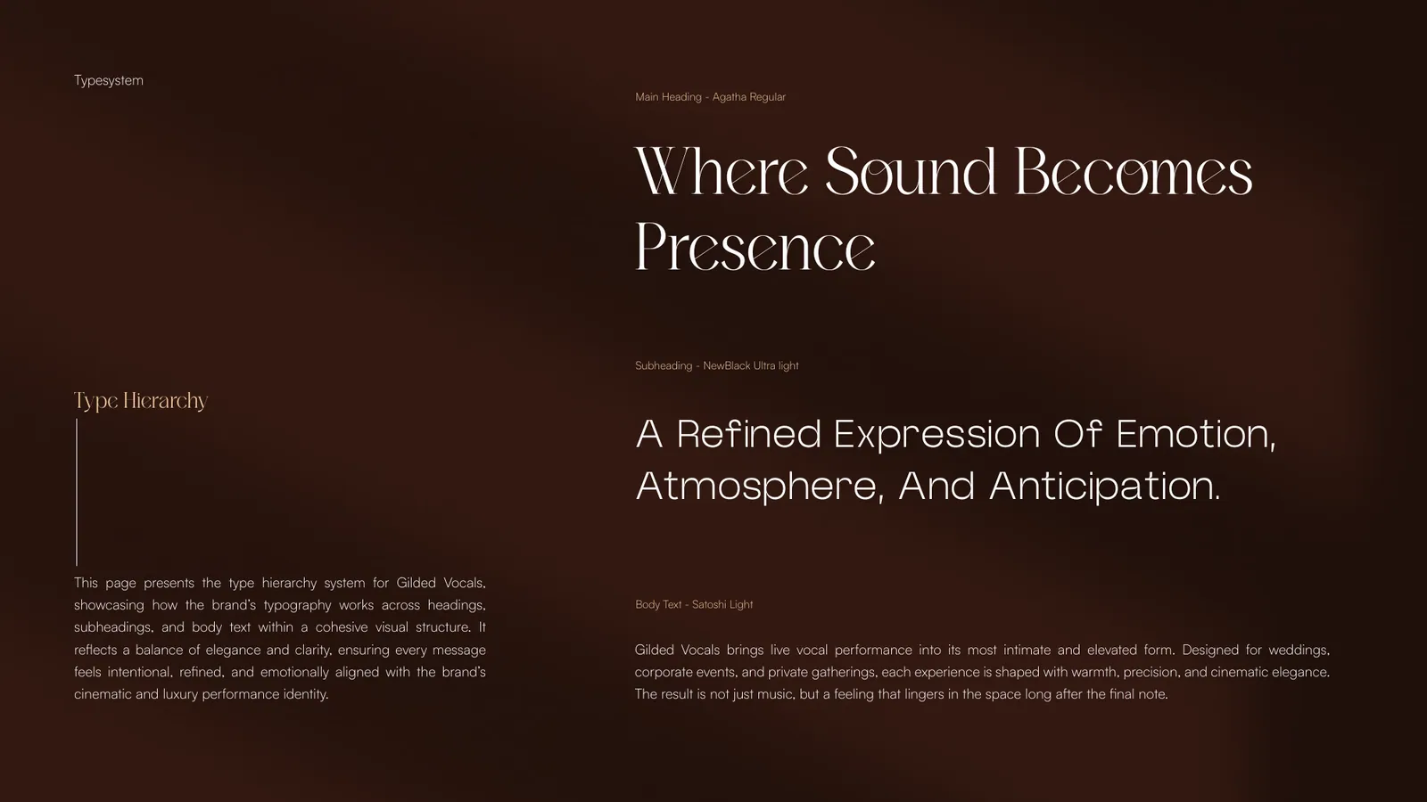Gilded Vocals brand style guide, page 28