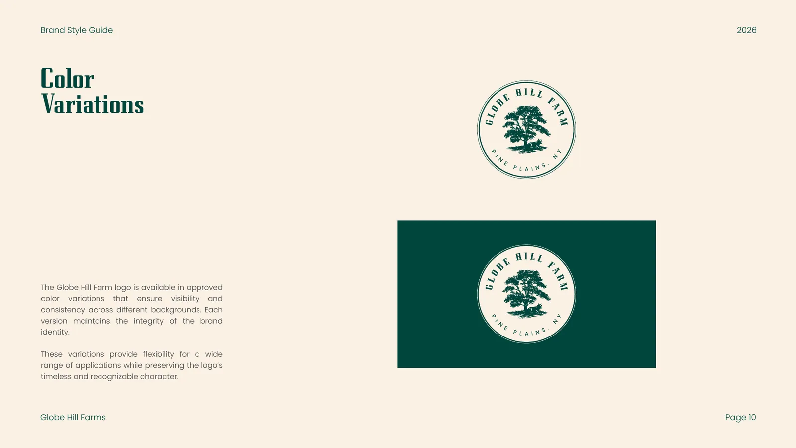 Globe Hill Farms brand style guide, page 9
