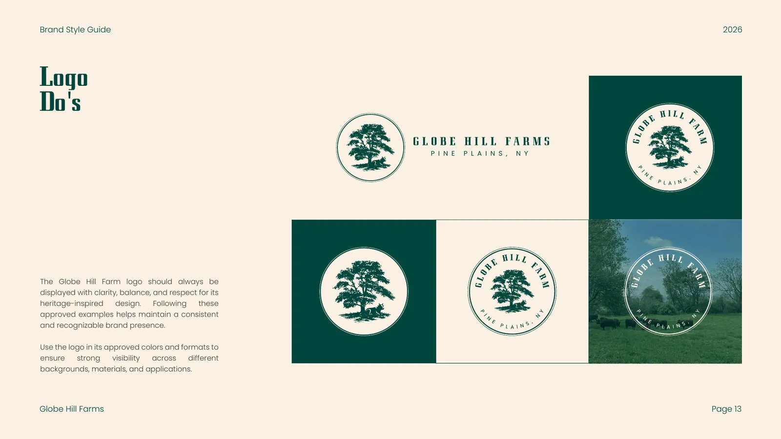 Globe Hill Farms brand style guide, page 12